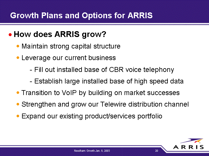 Growth Plans and Option for Arris