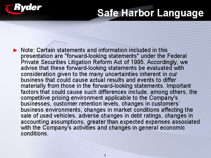 (Safe Harbor Language)