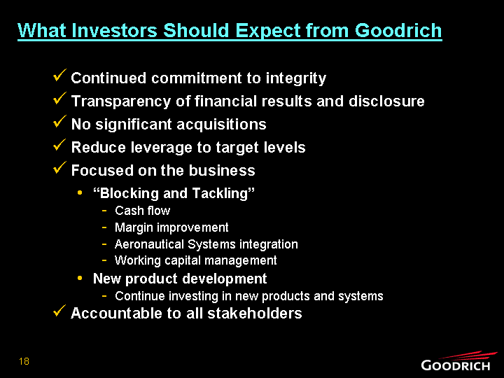 WHAT INVESTORS SHOULD EXPECT FROM GOODRICH