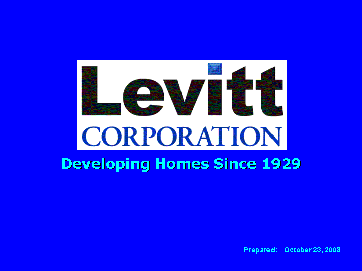 LEVITT CORPORATION FRONT COVER