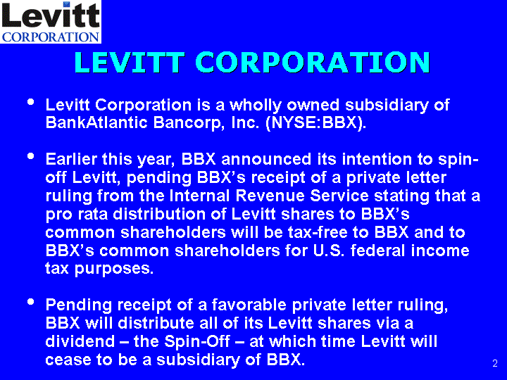 LEVITT CORPORATION