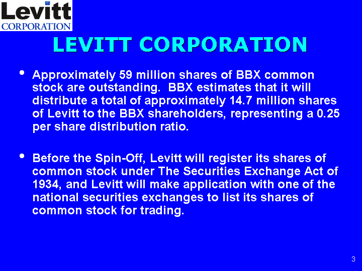 LEVITT CORPORATION