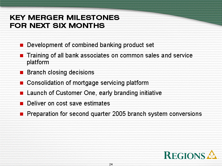 KEY MERGER MILESTONES FOR NEXT SIX MONTHS