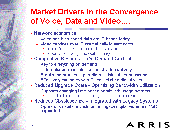 MARKET DRIVERS IN THE CONVERGENCE...