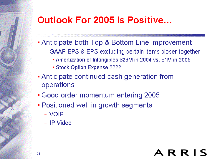 OUTLOOK FOR 2005 IS POSITIVE...