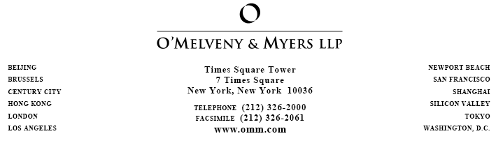 (O MELVENY AND MYERS LLP LETTERHEAD)