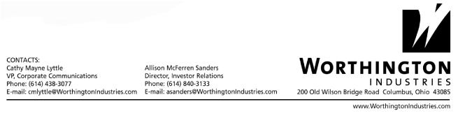 (WORTHINGTON INDUSTRIES LETTERHEAD)