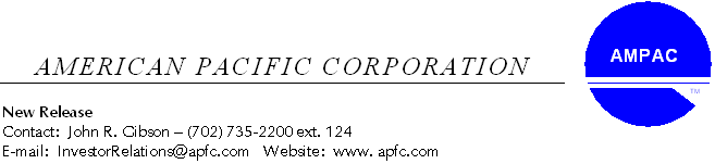 (AMERICAN PACIFIC CORPORATION LOGO)