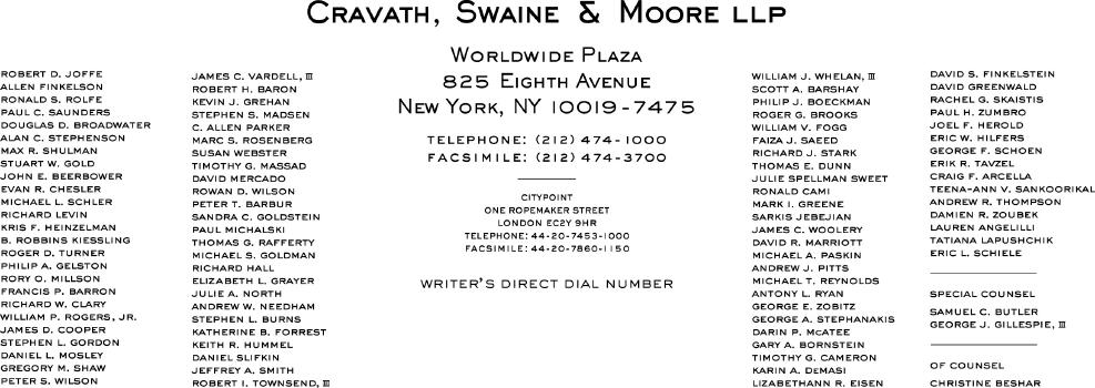 Cravath Letterhead