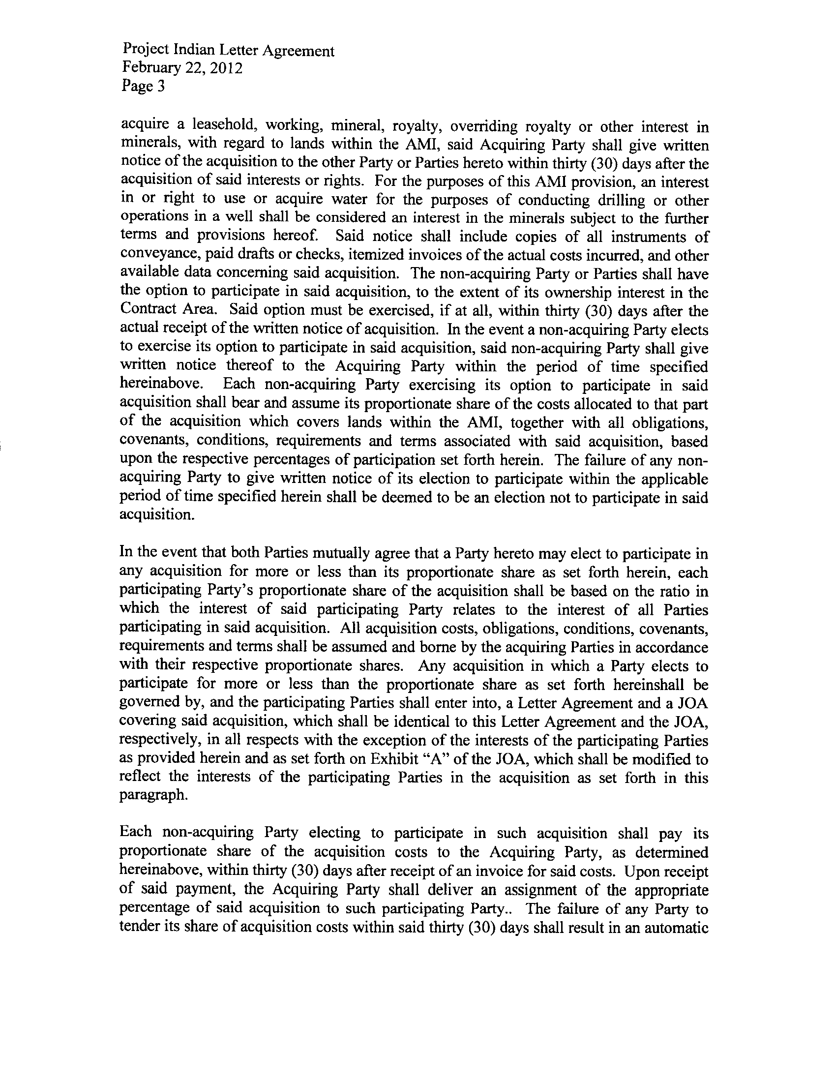 EX. 10.1 LETTER AGREEMENT PAGE 3 DATED FEBRUARY 22, 2012