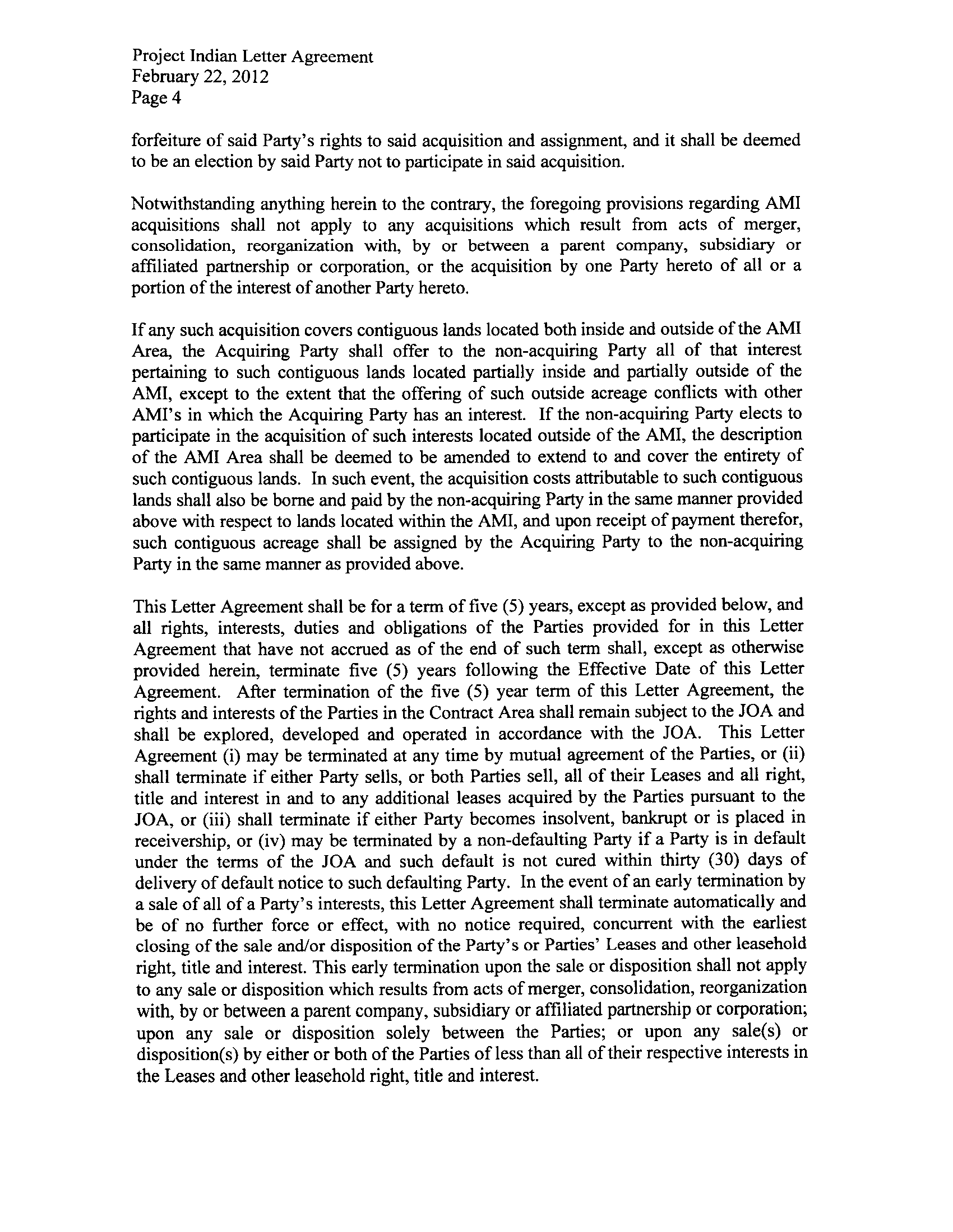 EX. 10.1 LETTER AGREEMENT PAGE 4 DATED FEBRUARY 22, 2012