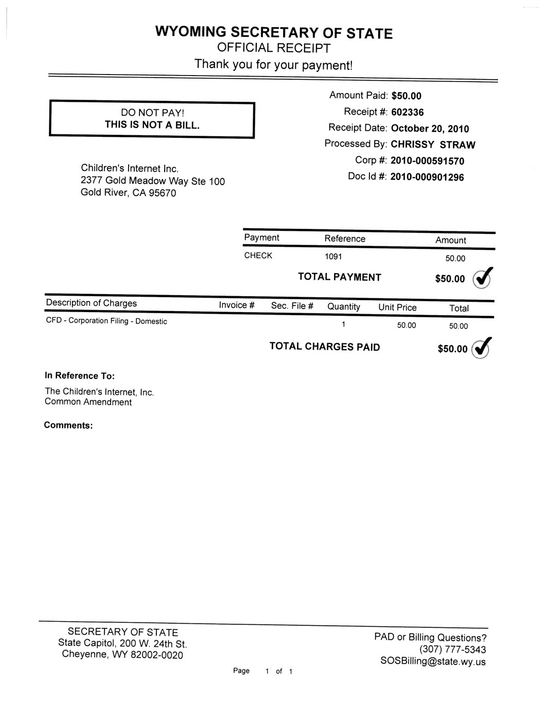 State Filing Page 1