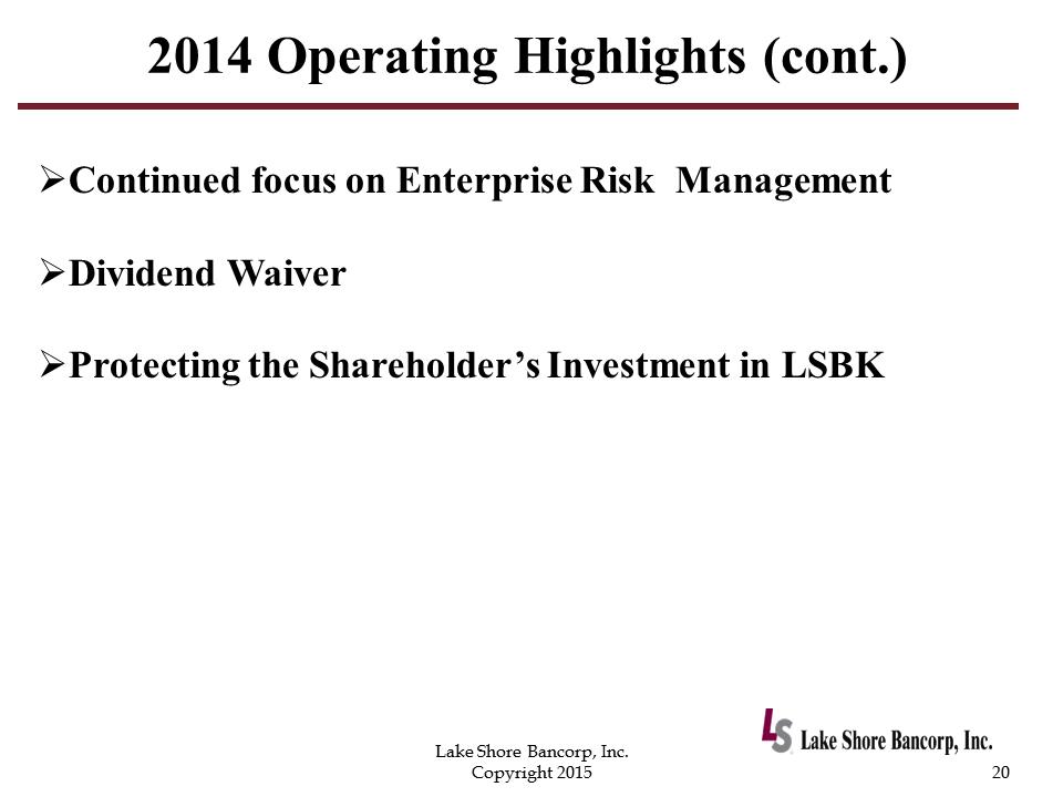 C:\Users\schiavones\Desktop\8K Annual Meeting\2015 Annual Shareholders Meeting with financials - Draft 7\Slide20.PNG