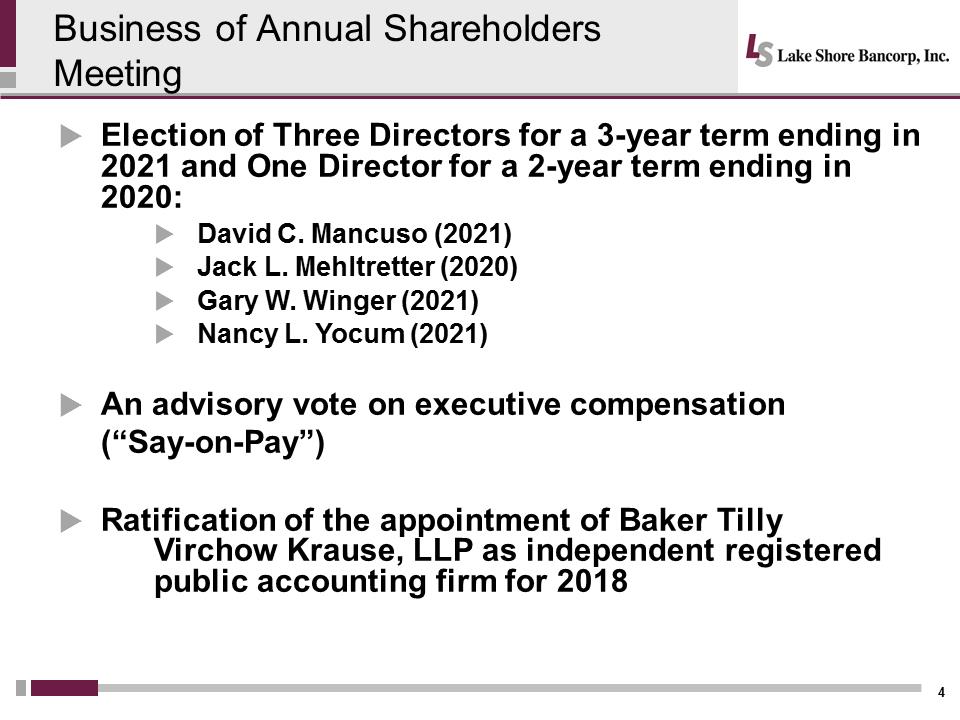 C:\Users\schiavones\Desktop\Shareholder Presentation\Lakeshore 2018 Annual Mtg Presentation Final\Slide4.PNG