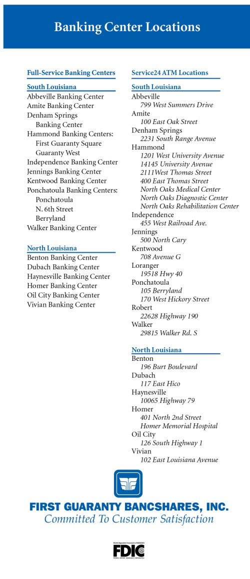 Banking center locations