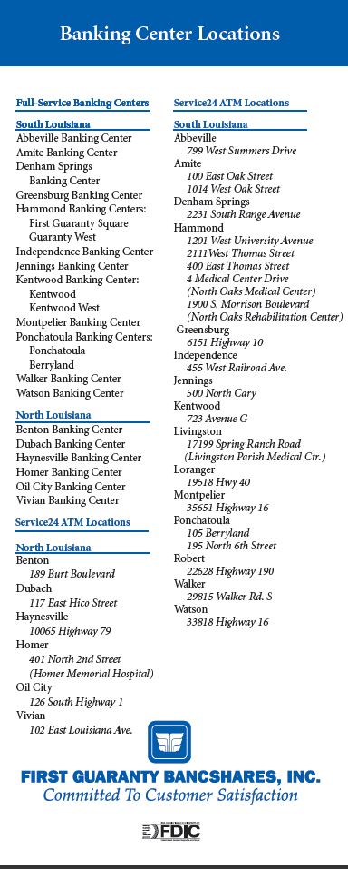 BANKING CENTER LOCATIONS