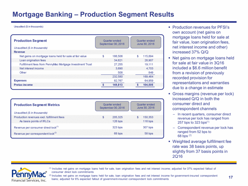 Ex. 99.2 - PFSI Earnings Presentation 3Q16 - FINAL