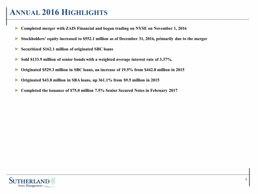 Sutherland Asset Management Corporation - Supplemental Financial Data 4Q16 v2