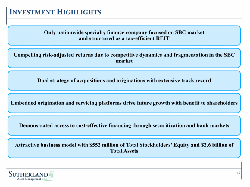 Sutherland Asset Management Corporation - Supplemental Financial Data 4Q16 v2