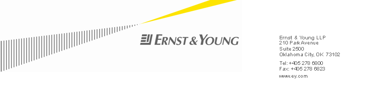 (ERNST AND YOUNG LETTER HEAD)