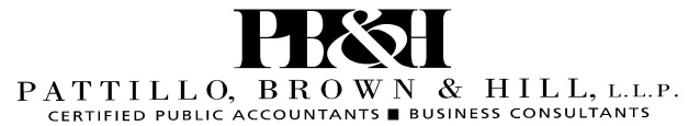 Pattillo, Brown & Hill, L.L.P. Logo.