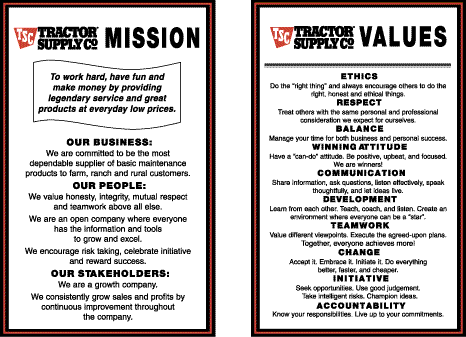 MISSION STATEMENTS & VALUES