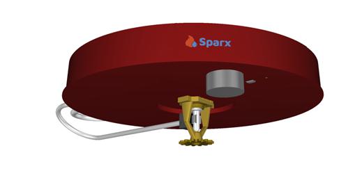 A red fire sprinkler with a red circle

Description automatically generated