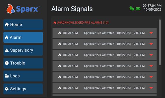 A screenshot of a fire alarm system

Description automatically generated