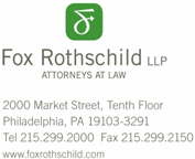 (FOX ROTHSCHILD LLP TOP LETTERHEAD LOGO)