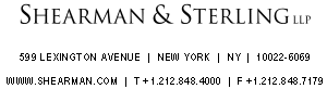 (SHEARMAN STERLING LLP LETTERHEAD)