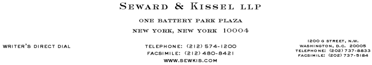 (SEWARD & KISSEL LLP LETTERHEAD)