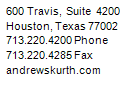 (Andrews and Kurth contact info)
