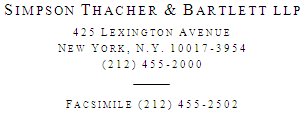 (SIMPSON THACHER & BARTLETT LLP LETTERHEAD)