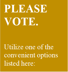 PLEASE VOTE. 

Utilize one of the convenient options listed here:

