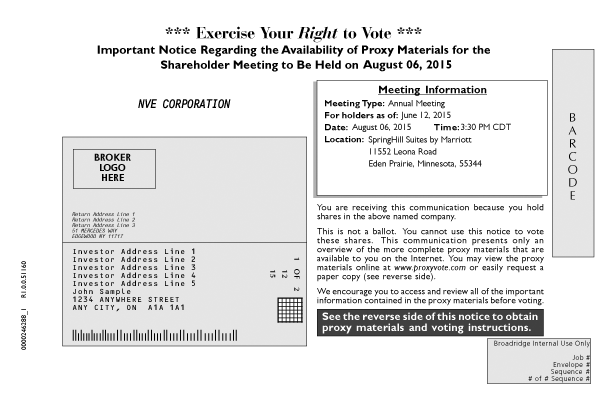 Notice of Internet Availability -- p. 1