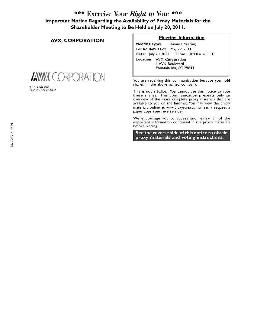 AVX CORP NOTICE PAGE 1