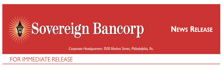 (SOVEREIGN BANCORP LETTERHEAD)