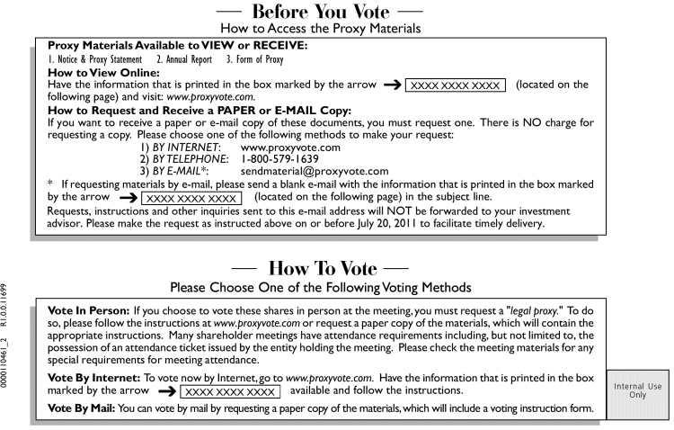 (PROXY INSTRUCTIONS)