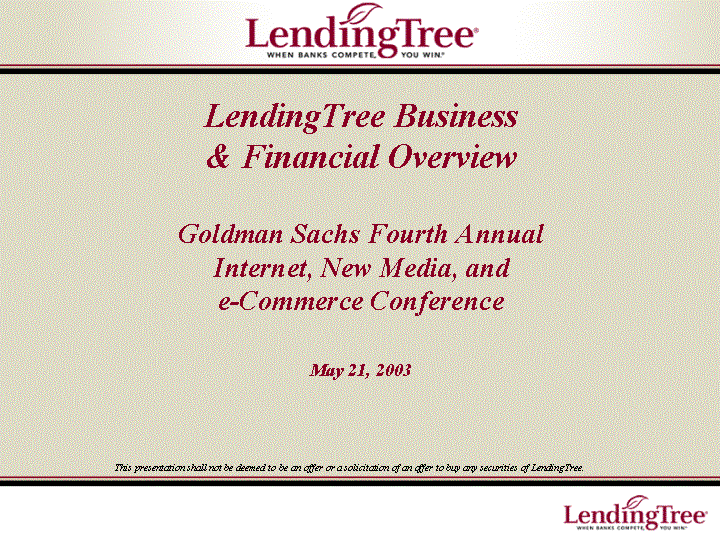 LENDINGTREE BUSINESS AND FINANCIAL OVERVIEW COVER PAGE