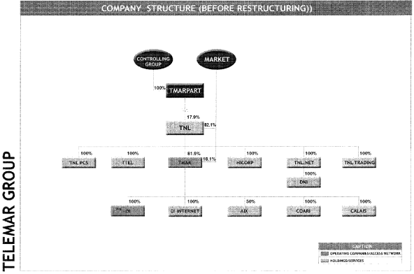(COMPANY STRUCTURE BEFORE RESTRUCTURING FLOWCHART)