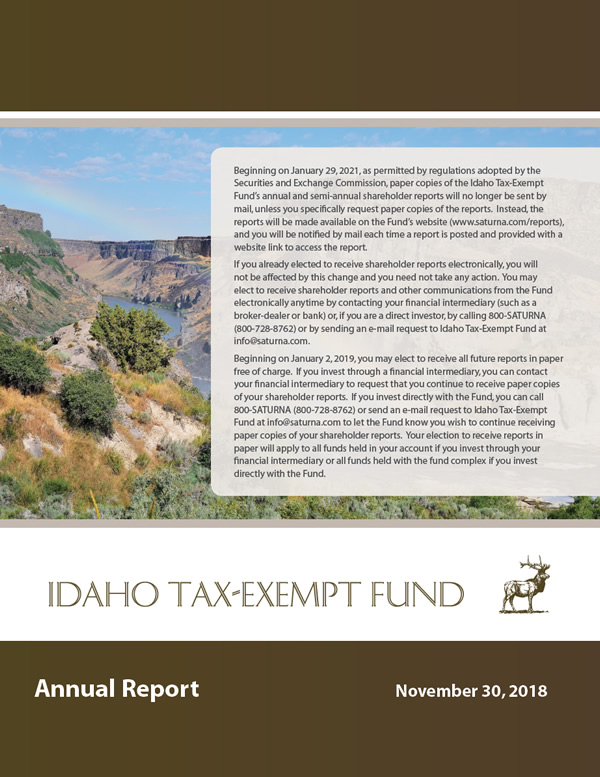 Idaho Tax-Exempt Fund Annual Report November 30, 2018