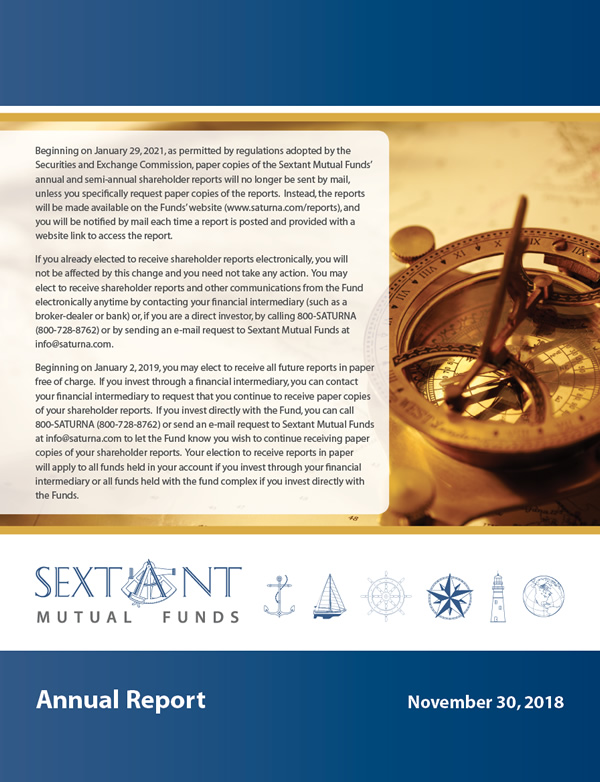 Sextant Mutual Funds Annual Report November 30, 2018