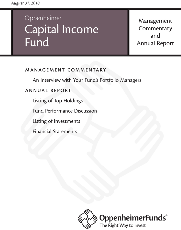 (OPPENHEIMER CAPITAL INCOME FUND)