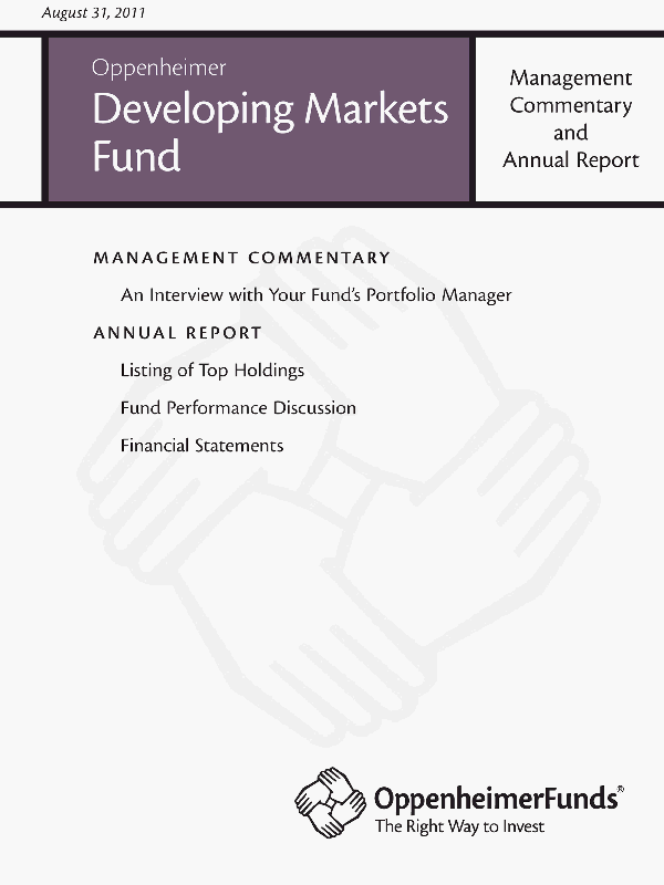 (DEVELOPING MARKETS FUNDS)