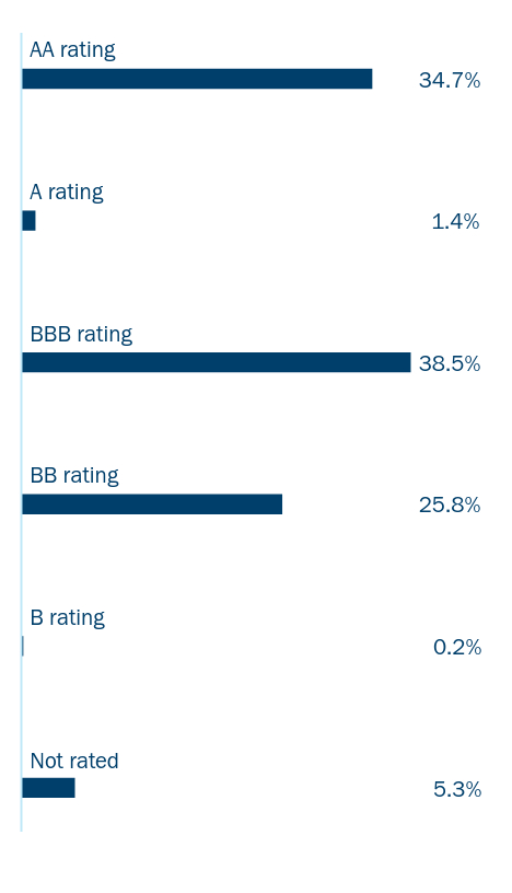 Bar chart of the Fund's holdings as a percentage of net assets grouped by applicable category Ex: Asset Type, Sector, Country, or Credit Rating