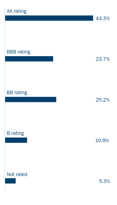 Bar chart of the Fund's holdings as a percentage of net assets grouped by applicable category Ex: Asset Type, Sector, Country, or Credit Rating