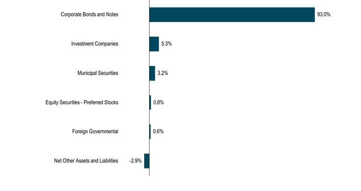 HoldingsByInvestmentTypeData(Net Other Assets and Liabilities:-2.9,Foreign Governmental:0.6,Equity Securities - Preferred Stocks:0.8,Municipal Securities:3.2,Investment Companies:5.3,Corporate Bonds and Notes:93)