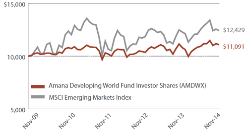 Amana Developing World Fund Growth of $10,000
