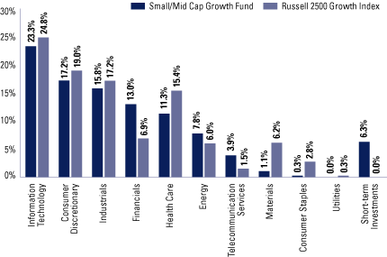 (FUND VS. BENCHMARK SECTOR ALLOCATIONS BAR CHART)