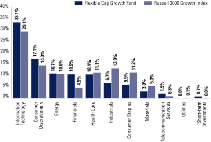 (FUND VS. BENCHMARK SECTOR ALLOCATIONS BAR CHART)